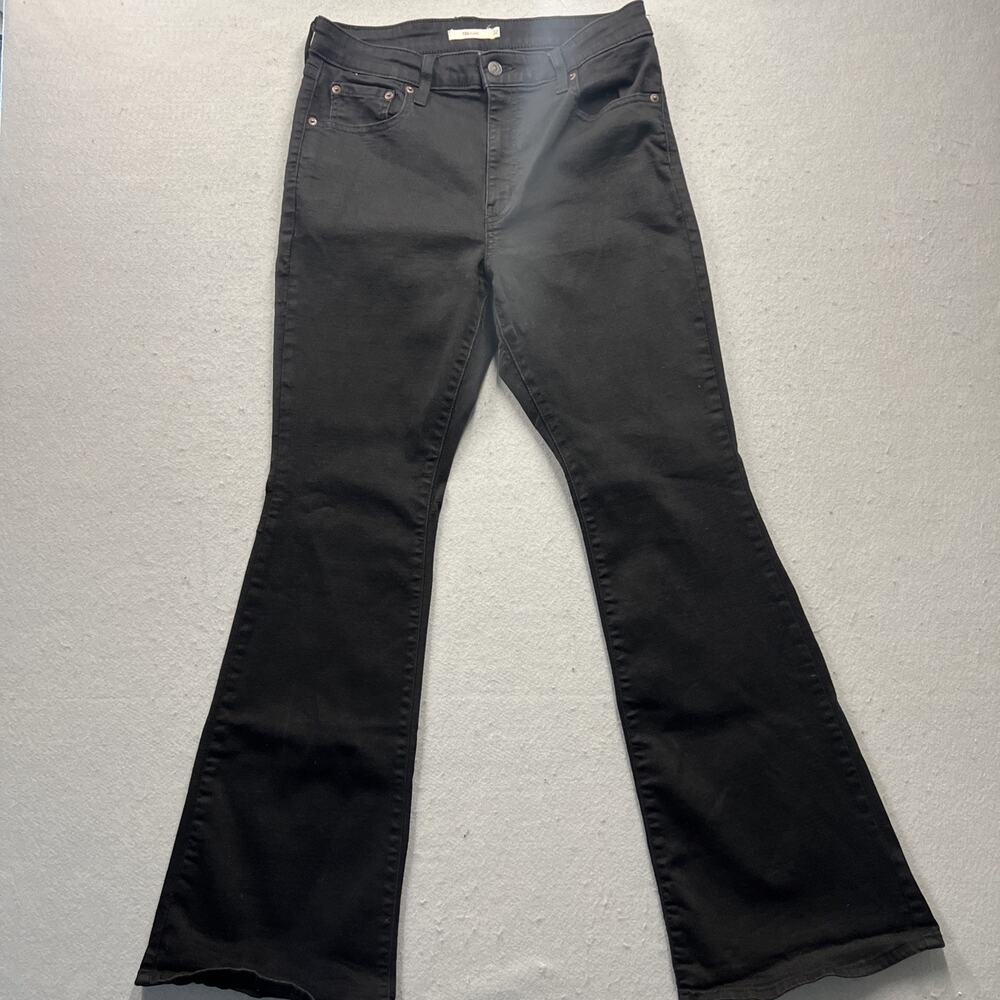 Levis Jeans Womens 32 Black‎ 726 Flare High Rise Dark Wash Stretch Boho